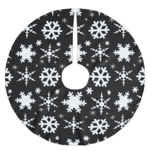 Saia Para Árvore De Natal De Poliéster Preto dos flocos de neve