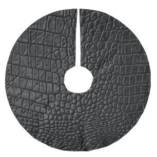 Saia Para Árvore De Natal De Poliéster Preto-Leigo: Elegância de Textura de Couro