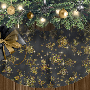 Saia Para Árvore De Natal De Poliéster Prettiest Snowflakes Padrão Violet ID846 escovado