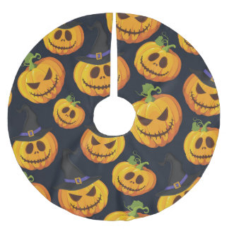 Saia Para Árvore De Natal De Poliéster Pumpkin do Halloween: Padrão da Bruxa do Vintage