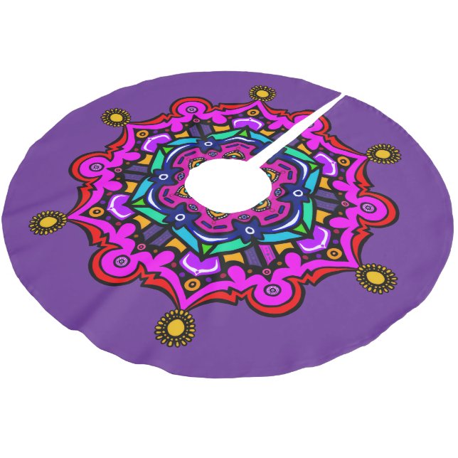 Saia Para Árvore De Natal De Poliéster Purple design Tree Skirt (Inclinado)