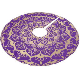 Saia Para Árvore De Natal De Poliéster Púrpura Dourada Elegante Mandala Flor Natal