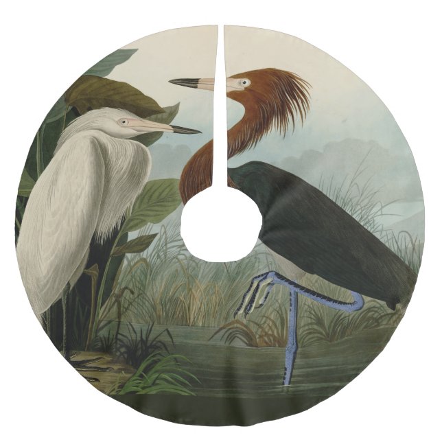 Saia Para Árvore De Natal De Poliéster Púrpura Heron Audubon Bird Willife Painting (Frente)