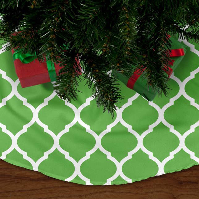 Saia Para Árvore De Natal De Poliéster Quatrefoil marroquino verde (Criador carregado)
