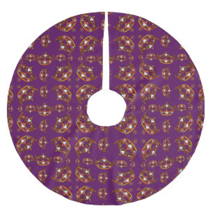 Saia Para Árvore De Natal De Poliéster Rainha do roxo real da árvore Dourado da tiara da