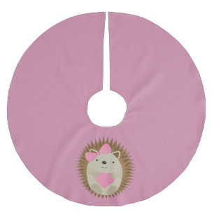 Saia Para Árvore De Natal De Poliéster Rapariga Adorável Cartoon Hedgehog abraçando um Co