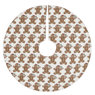 Saia Para Árvore De Natal De Poliéster Rapariga de pão com Arco vermelho e doces