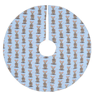 Saia Para Árvore De Natal De Poliéster Rato engraçado com ilustração de desenho animado c