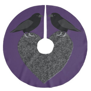 Saia Para Árvore De Natal De Poliéster Ravens Góticos e Coração Negra