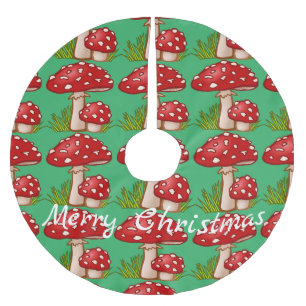Saia Para Árvore De Natal De Poliéster Red Amanita Mushrooms Thunder_Cove