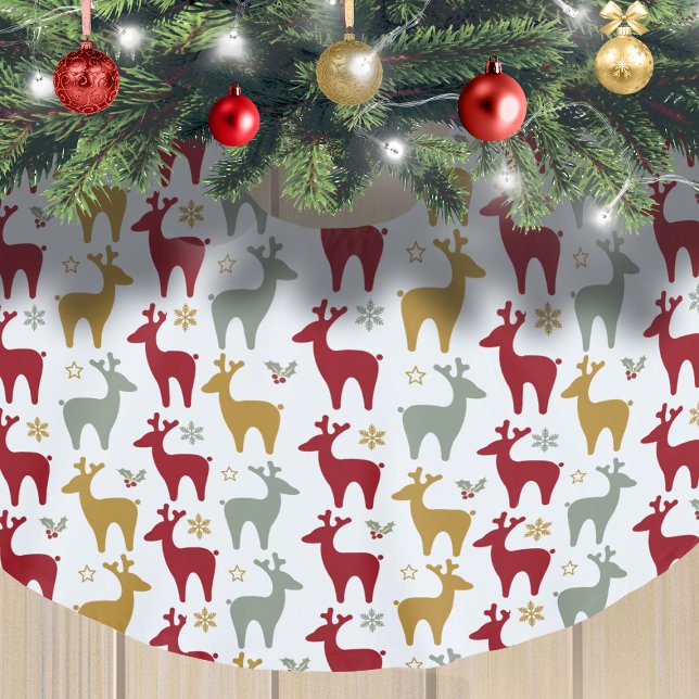 Saia Para Árvore De Natal De Poliéster Red Christmas Reindeer Pattern#12 ID1009 (Criador carregado)