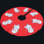 Saia Para Árvore De Natal De Poliéster Red Felry Christmas Holly snowman Padrão Xmas<br><div class="desc">Red Felry Christmas Holly snowman Padrão Xmas</div>