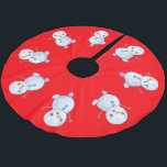 Saia Para Árvore De Natal De Poliéster Red Felry Christmas Holly snowman Padrão Xmas<br><div class="desc">Red Felry Christmas Holly snowman Padrão Xmas</div>