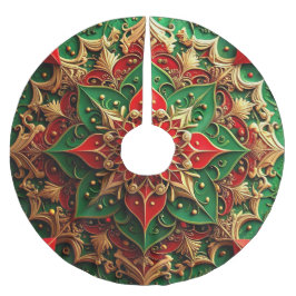 Saia Para Árvore De Natal De Poliéster Red Gold Green Decorative Tree Skirt