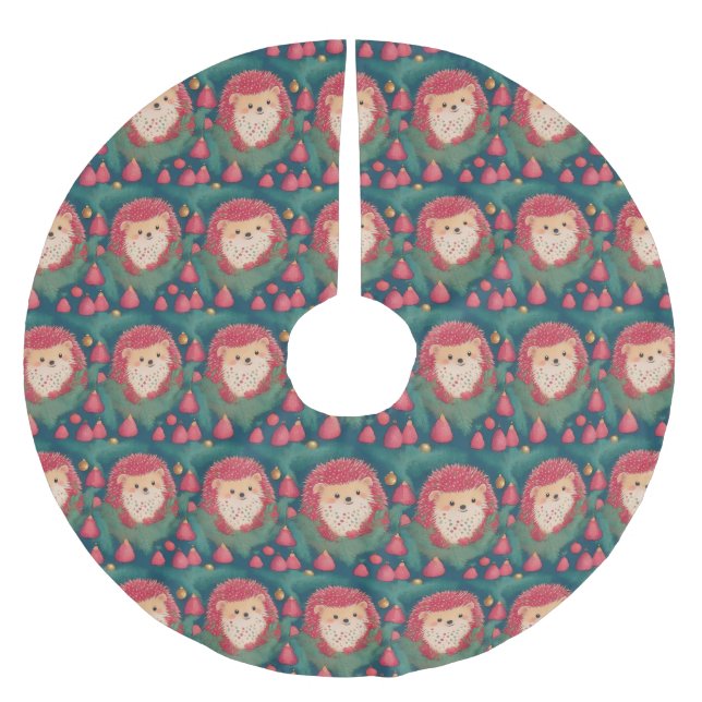 Saia Para Árvore De Natal De Poliéster Red Hedgehog Haven (Frente)