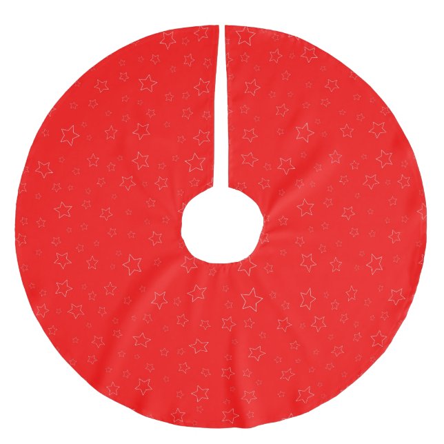 Saia Para Árvore De Natal De Poliéster Red Stars Tree Skirt (Frente)