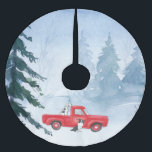 Saia Para Árvore De Natal De Poliéster Red Truck Dog Winter Snow Christmas<br><div class="desc">Celebre a época de Natal com um tema de férias de caminhão vermelho. Fundo de neve da floresta de inverno. trabalho de arte com um caminhão vermelho retrógrado e alguns cachorros amigáveis prontos para as férias.</div>