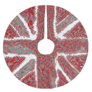 Saia Para Árvore De Natal De Poliéster Red Union Jack Liquid Art, Animal Selvagem Padrão
