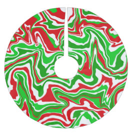Saia Para Árvore De Natal De Poliéster Red White e Green Christmas Swirl