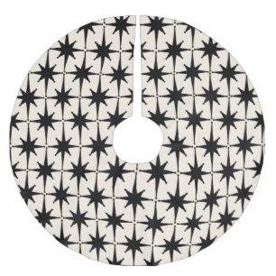 Saia Para Árvore De Natal De Poliéster Refrigeração Moderna do Século Médio Negra e Creme