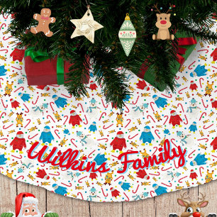 Saia Para Árvore De Natal De Poliéster Reindeer de Pinguins de Natal e Ursos Polares