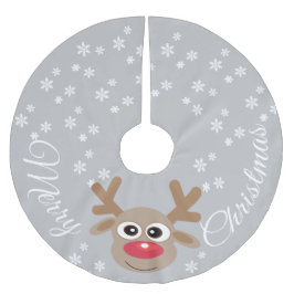 Saia Para Árvore De Natal De Poliéster Reindeon Cartoon Cinzas de Natal Flocos Brancos de