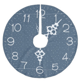 Saia Para Árvore De Natal De Poliéster Relógio de estrelas brancas