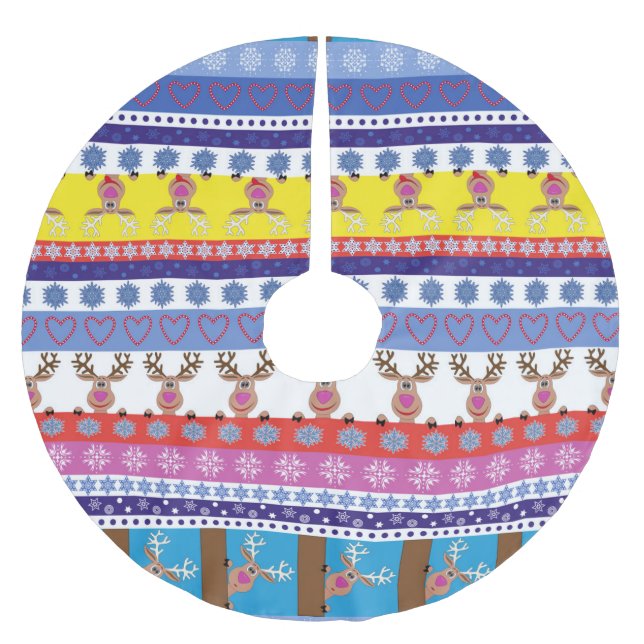 Saia Para Árvore De Natal De Poliéster rena de natal (Frente)