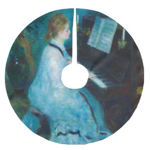 Saia Para Árvore De Natal De Poliéster Renoir Mulher na Pintura Piano de Belas Artes