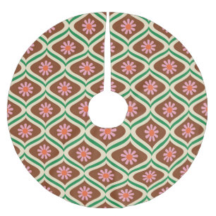 Saia Para Árvore De Natal De Poliéster Retro 70s: Padrão Floral Vintage