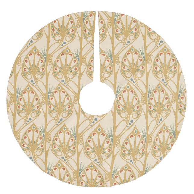 Saia Para Árvore De Natal De Poliéster Retro art nouveau, linhas geométricas abstrato. (Frente)