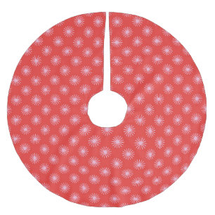 Saia Para Árvore De Natal De Poliéster Retro Estrelas Vermelho e Rosa Natal