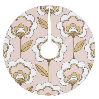 Saia Para Árvore De Natal De Poliéster Retro-floral: padrão de vinheta sem costura.