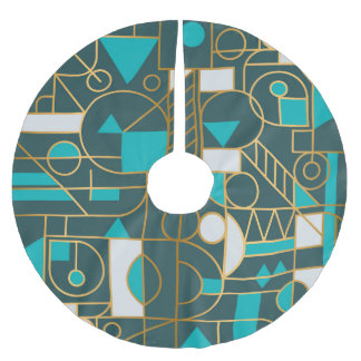 Saia Para Árvore De Natal De Poliéster Retro Geométrico: Trabalho de arte minimalista.