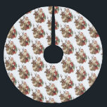 Saia Para Árvore De Natal De Poliéster Retro Papai Noel Andando um Padrão de Rebelde<br><div class="desc">Camisa de árvore com uma ilustração de Natal divertida. Papai Noel em seu terno vermelho tradicional cavalgando uma rena grande e picada decorada com o Holly. Uma árvore de Natal nas costas.</div>