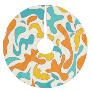 Saia Para Árvore De Natal De Poliéster Retro Rochas: Padrão Floral Vintage