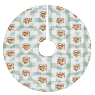 Saia Para Árvore De Natal De Poliéster Retro Vintage Coquette Baby Animais Deer Gingham