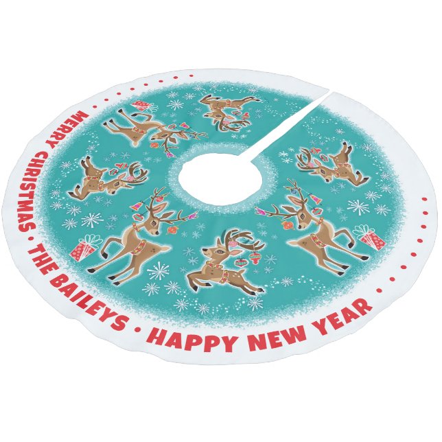 Saia Para Árvore De Natal De Poliéster Retrorna Festiva Personalizável (Inclinado)