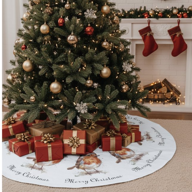 Saia Para Árvore De Natal De Poliéster Robin de Natal Clássico, personalizado  (Criador carregado)