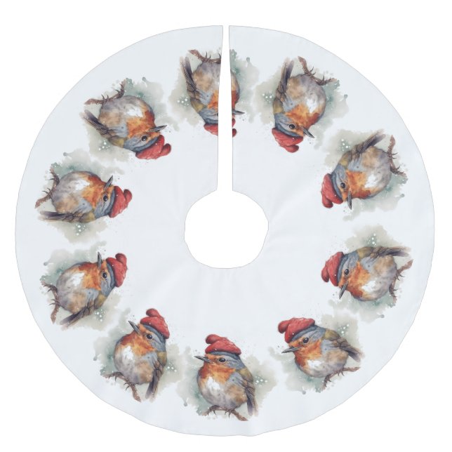 Saia Para Árvore De Natal De Poliéster Robin Winter Delight (Frente)