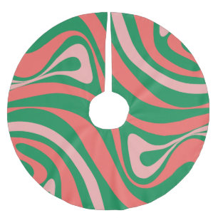 Saia Para Árvore De Natal De Poliéster Rolamentos Retrorísticos Rosa e Rosa Verde