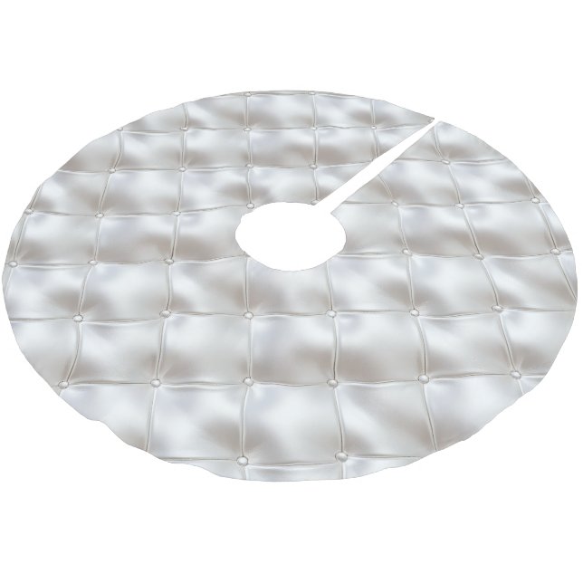 Saia Para Árvore De Natal De Poliéster Romântica Glam White Faux Leather (Inclinado)
