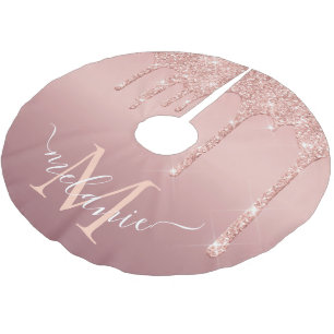 Saia Para Árvore De Natal De Poliéster Rosa Dourado Brilho Seu NomeCamisa De Natal