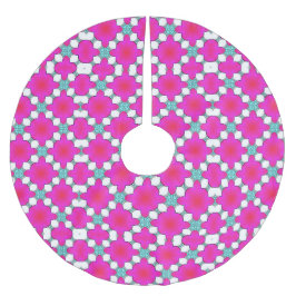 Saia Para Árvore De Natal De Poliéster Rosa e Branco