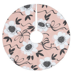 Saia Para Árvore De Natal De Poliéster rosas abstrato, cores pálidas, padrão de colheita.