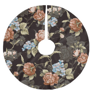 Saia Para Árvore De Natal De Poliéster Rosas botânicos: padrão floral abstrato.