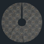 Saia Para Árvore De Natal De Poliéster Rosas de ouro negro legante gótico<br><div class="desc">Design elegante,  preto e dourado com rosas douradas e pretas,  damasco preto e fundo antigo de guião manuscrito. Elegante,  antigo,  design gótico. Itens correspondentes estão disponíveis na minha loja.</div>