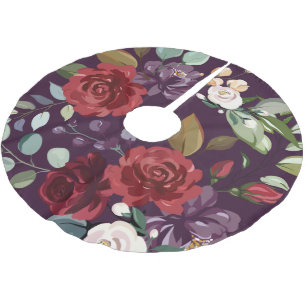 Saia Para Árvore De Natal De Poliéster Rosas Roxos de Plum de Camisa Personalizada Geo Do