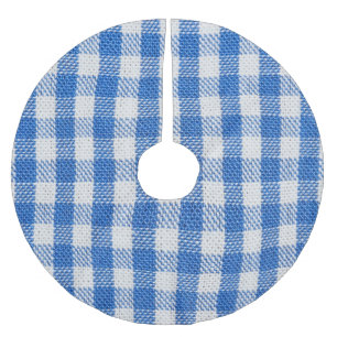 Saia Para Árvore De Natal De Poliéster Roupas de jantar revestidas de cor azul-branca.