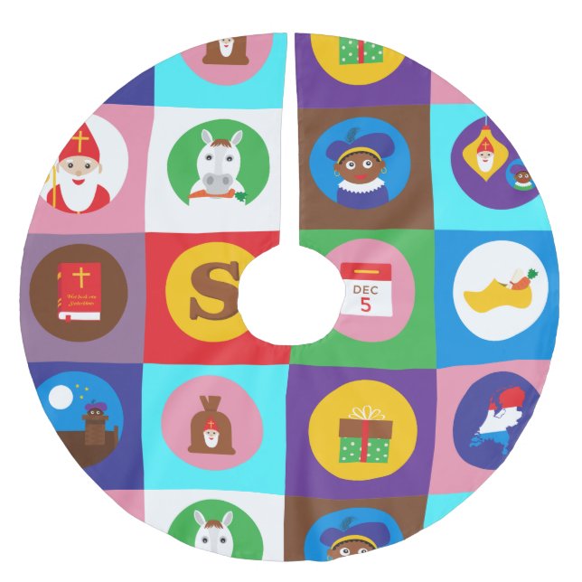 Saia Para Árvore De Natal De Poliéster rua nicholas Zwarte Piet (Frente)